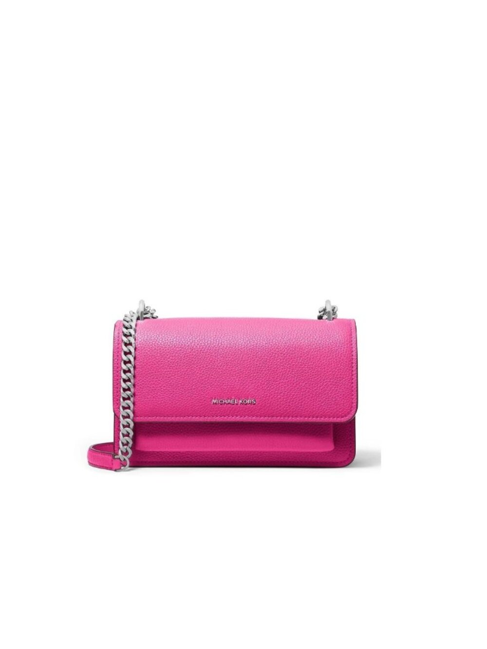 MICHAEL KORS Claire pebbled leather flap convertible shoulder crossbody -Berry
